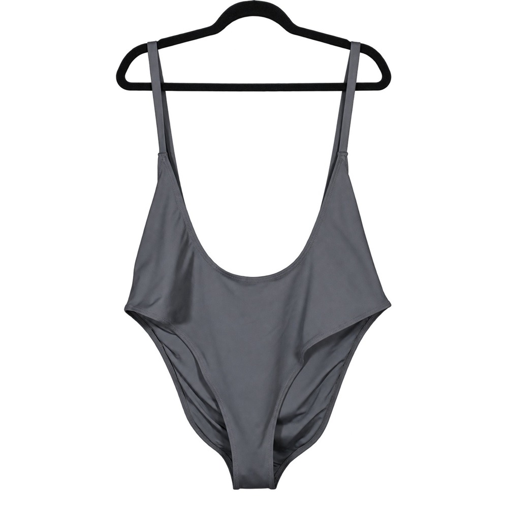 NWT SKIMS Recycled Swim Cut Out Open Bust One Piece Gunmetal 3X